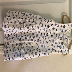 Zara girls white blue boat dress